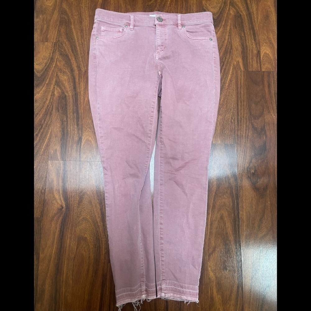 LOFT Skinny Jeans Raw Hem Ankle High Rise Size 27 4 Women Denim - Picture 6 of 8